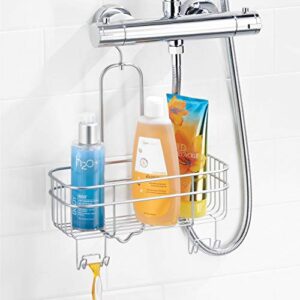 iDesign Euro Metal Hanging Shower Caddy with Swivel Hook and Bathroom Organizer for Shower Organization – 11" x 4.5" x 14.86", Silver