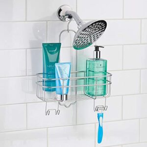 iDesign Euro Metal Hanging Shower Caddy with Swivel Hook and Bathroom Organizer for Shower Organization – 11" x 4.5" x 14.86", Silver