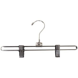 nahanco skt12hu, 12" metal skirt/pant hanger with loop back swivel hook and adjustable clips, high polished chrome (pack of 25)
