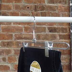 NAHANCO SKT12HU, 12" Metal Skirt/Pant Hanger with Loop Back Swivel Hook and Adjustable Clips, High Polished Chrome (Pack of 25)