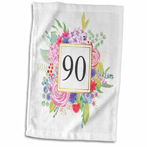 3drose floral number 90 celebrating 90 years old 90th birthday or. - towels (twl-317248-1)