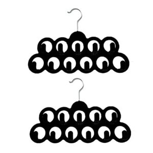 jianwei 2pcs clothes hanger, non slip closet scarf rack, 11 holes velvet swivel hook, space saving coat hanger suit hangers for men/women/adult(black)