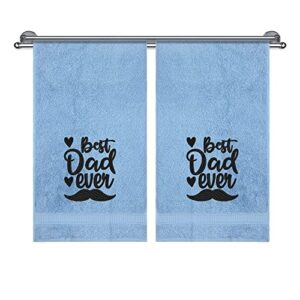 dad birthday gift embroidered hand towels for bathroom, best dad gifts for dad from daughter & son, 100% turkish cotton customized 2 piece hand towel set for grandpa, blue