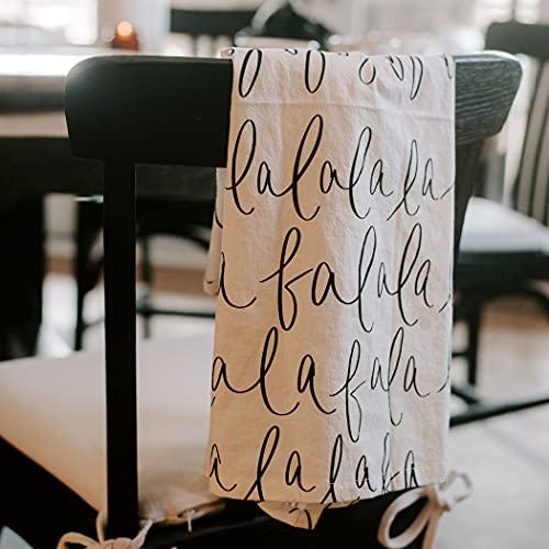 Sweet Water Decor FA La La La La Tea Towel | Large Size 28 x 25 inches | Cream with Hand Lettered Black Design | Bathroom, Kitchen, Dish (FA La La La La)