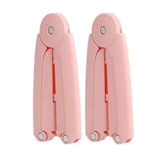 travel hangers foldable - portable hangers, multi-functional & mini hanger for women travel - 2 pack of drying cloth hangers (pink)