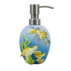 YHHRESINKING Resin Sea Turtle Mother and Baby Soap Dispenser, Beach, Bathroom Accessory,Ocean Theme Sea Turtle Family Bathroom Decor,Coastal Decor (Ocean Blue)