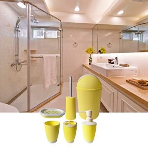 UNBAND Bathroom Accessories Set,6 Pcs Plastic Gift Set Toothbrush Holder,Toothbrush Cup,Soap Dispenser,Soap Dish,Toilet Brush Holder,Trash Can,Tumbler Straw Set Bathroom (Yellow)