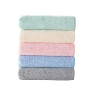 kttgyre 5 pcs 28 inch colorful hand towel bathroom towels,saft coral velvet absorbent quick dry plush bath towels.