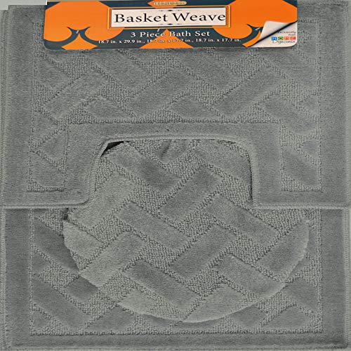 Home Dynamix Basketweave Orchard Bath Mat Set, 3 Piece, Olive