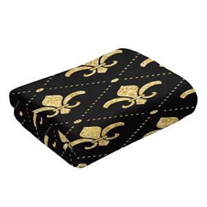 fenrris65 Soft Hand Towels, Black-Fleur-De-Lis Highly Absorbent Quick-Dry Towels Multipurpose for Bathroom, Hotel(12'' X 27.5'')