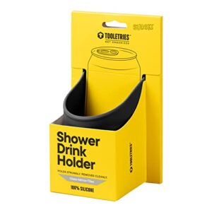 Tooletries - Shower Drink Holder - 100% Silicone Can Holder for Beer or Soda - Bathroom Accessory - Silicone-Grip Technology, No Adhesive Needed - in Partnership with 30 Watt - Charcoal