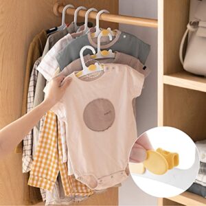 Baby Hangers for Closet Nursery Clothes, Pack of 20 Extendable Laundry Hanger for Newborn Clothing, with Space Saving Hooks & a Hanger Organizer, Adjustable Children Coat Hanger, Yellow