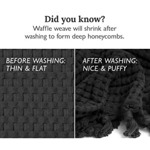 GILDEN TREE Decorative Waffle Hand Towels for Bathroom, Quick Drying Fingertip Towel, 2 Pack, Modern Style (Faded Black)