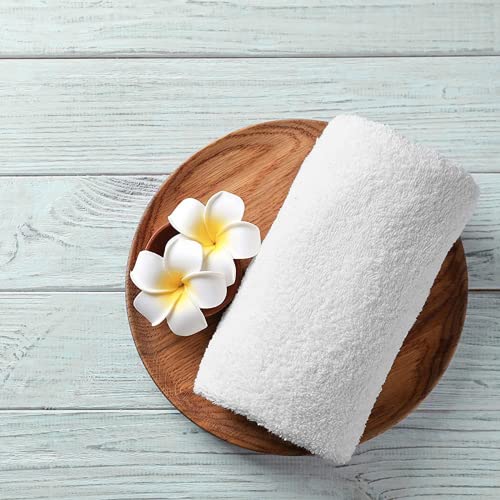 GOLD TEXTILES Premium Quality Hand Towels ( 12 Pack,White,16 x 27 Inches) - Luxury Salon Towels- Multipurpose Use for Bath, Hand, Face, Gym and Spa -Soft, Thick & Highly Absorbent (12, White)