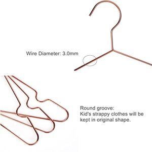 Koobay 12.6" Rose Gold Copper Kids Baby Hangers 10Pcs, Strong Metal Children Clothes Hangers for Closet, Space Saving Children Hanger for Toddler Coats Pants