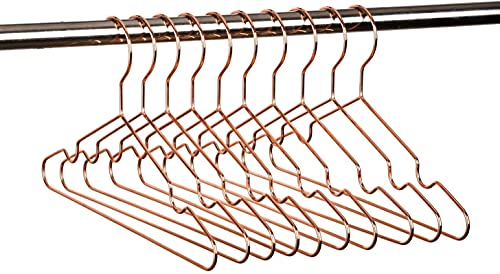 Koobay 12.6" Rose Gold Copper Kids Baby Hangers 10Pcs, Strong Metal Children Clothes Hangers for Closet, Space Saving Children Hanger for Toddler Coats Pants