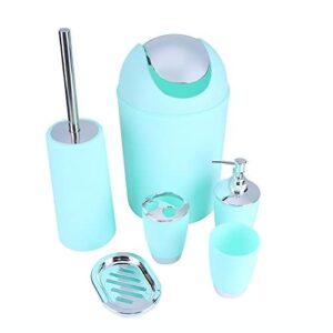 Zerone 6pcs Bathroom Accessory Set, Plastic Sink Accessory Set Includes Toothbrush Holder Toothbrush Cup Soap Dish Toilet Brush Holder Waste Bin Tumbler Straw Set