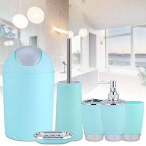 Zerone 6pcs Bathroom Accessory Set, Plastic Sink Accessory Set Includes Toothbrush Holder Toothbrush Cup Soap Dish Toilet Brush Holder Waste Bin Tumbler Straw Set