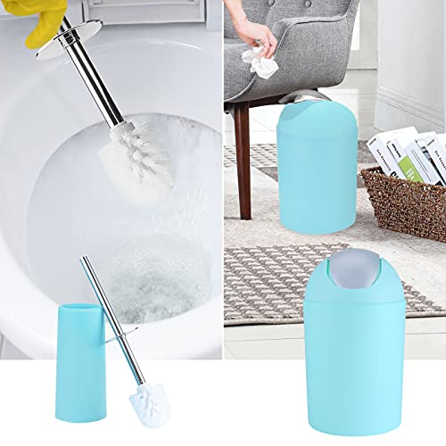 Zerone 6pcs Bathroom Accessory Set, Plastic Sink Accessory Set Includes Toothbrush Holder Toothbrush Cup Soap Dish Toilet Brush Holder Waste Bin Tumbler Straw Set