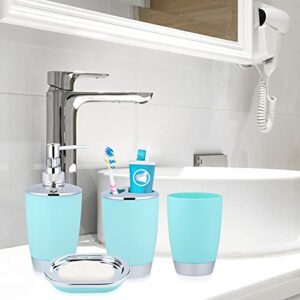 Zerone 6pcs Bathroom Accessory Set, Plastic Sink Accessory Set Includes Toothbrush Holder Toothbrush Cup Soap Dish Toilet Brush Holder Waste Bin Tumbler Straw Set