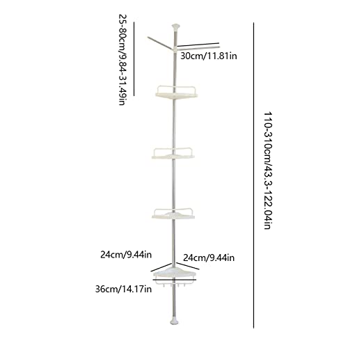 LYNICESHOP Corner Shower Caddy, 4-Tier Shower Caddy Shelf Bathroom Corner Bath Rack Storage Holder Organizer Telescoping Rod Shower Rack Stainless Steel Bathroom Organizer for Bathroom and Bathtub