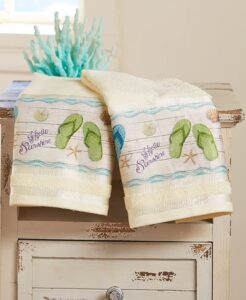 the lakeside collection flip-flop hand towels - tropical island bathroom décor - set of 2