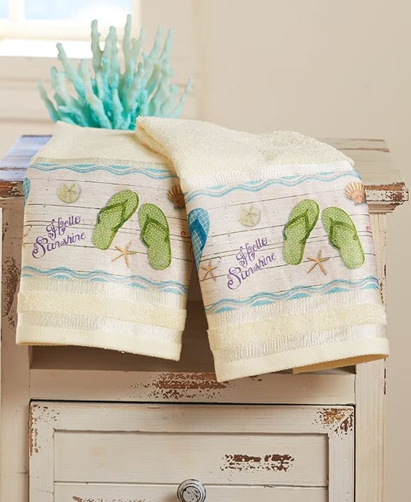 The Lakeside Collection Flip-Flop Hand Towels - Tropical Island Bathroom Décor - Set of 2