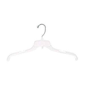 nahanco 18800 floor ready plastic shirt/dress hanger with chrome swivel hook and coordinate hook, heavy weight, 17", white (pack of 100)