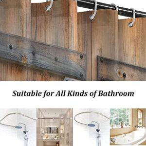 4 Piece Rustic Barn Door Shower Curtains Sets with Non-Slip Rugs, Toilet Lid Cover and Bath Mat, Bathroom Sets with Shower Curtain and Rugs and Accessories