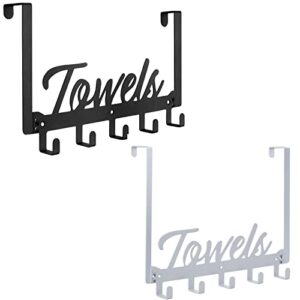 2 packs over the door hooks, towel rack for bathroom towel holder for hanging heavy duty, wall mount towel hanger