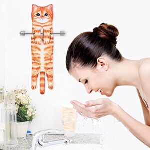 Cat Gifts-Cat Funny Hand Towels for Bathroom Kitchen,Funny Hanging Towel Decor Washcloths,Cute Cat Decor,Cat Gifts for Cat Lovers,Towels Absorbent Soft ,Housewarming Gift(Ginger Cat)