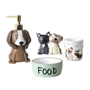 allure home creation puppy love 4-piece resin bathroom accessory set