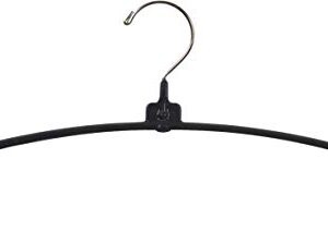 Black Rubberized Ultra-Thin Metal Hangers, Space Saving Arched Top Hangers with Vinyl Non-Slip Coating & Chrome Hook (Set of 25) by The Great American Hanger Company