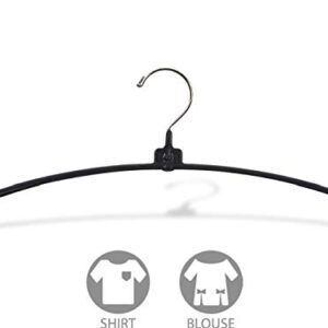 Black Rubberized Ultra-Thin Metal Hangers, Space Saving Arched Top Hangers with Vinyl Non-Slip Coating & Chrome Hook (Set of 25) by The Great American Hanger Company