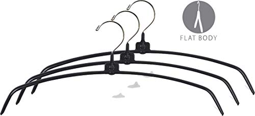 Black Rubberized Ultra-Thin Metal Hangers, Space Saving Arched Top Hangers with Vinyl Non-Slip Coating & Chrome Hook (Set of 25) by The Great American Hanger Company