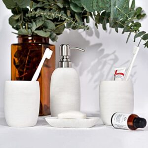 lilyang white ceramic bathroom accessories set, 4 pcs bathroom accessory set with soap dispenser, 2 bathroom tumblers and soap dish, premium accesorios para baño for bathroom decor
