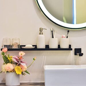 Lilyang White Ceramic Bathroom Accessories Set, 4 Pcs Bathroom Accessory Set with Soap Dispenser, 2 Bathroom Tumblers and Soap Dish, Premium Accesorios para Baño for Bathroom Decor
