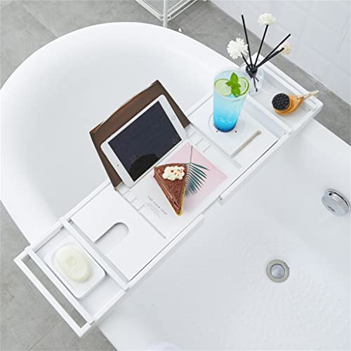 SDGH Extendable Bath Tub Caddy Wooden Bathtub Bridge Shelf Organizer Tray with Book Stand for Home Hotel Spa Salon