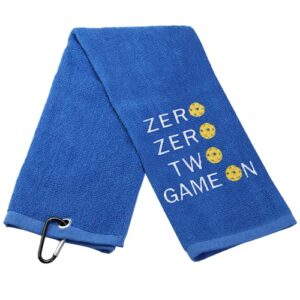 LEVLO Funny Pickleball Gifts Zero Zero Two Game On Sport Towles for Pickleball Lovers Embroidered Teem Hand Towel (Zero Zero Two Game On)