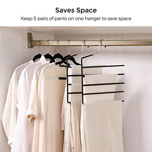 SONGMICS 50-Pack Hangers and 4-Pack Pants Hangers Bundle, Non-Slip Hangers for Closet Organization, Open-Ended, for Shirts, Suits, Pants, Light Gray, Dark Gray, Black UCRP20G50 and UCRI034B02