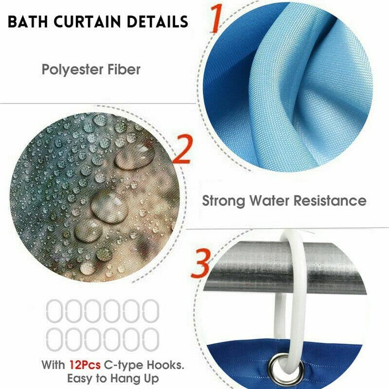 StarBlue-HGS 4PC Ocean Mermaid Waterproof Shower Curtain Set with Non-Slip Rugs, Toilet Lid Cover and Bath Mat Accessories with Hook Bathroom Decor