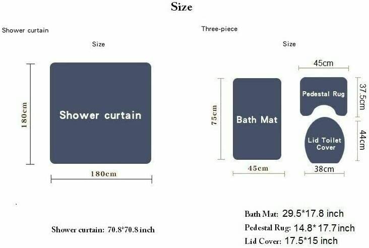 StarBlue-HGS 4PC Ocean Mermaid Waterproof Shower Curtain Set with Non-Slip Rugs, Toilet Lid Cover and Bath Mat Accessories with Hook Bathroom Decor