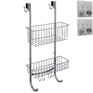 smartpeas hanging shelf for the bathroom in grey/chrome look - 2x hanging basket - 23.5'' x 12'' x 4.5'' - stainless steel - shower shelf without drilling - extra: 2x stainless steel adhesive hooks