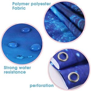EVERMARKET Creative Colorful Printing Toilet Pad Cover Bath Mat Shower Curtain Set for Bathroom Decor,4 Pcs Set - 1 Shower Curtain & 3 Toilet Mat and Lid Cover (African Woman Blue Hair Galaxy)