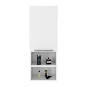 savona medicine cabinet with single privacy door, two interior shelves, two external shelves - white