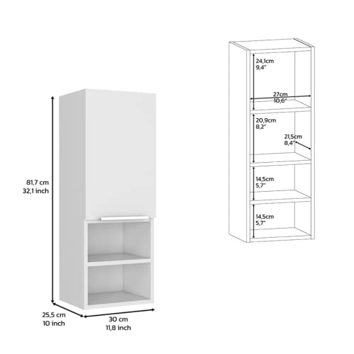 Savona Medicine Cabinet with Single Privacy Door, Two Interior Shelves, Two External Shelves - White