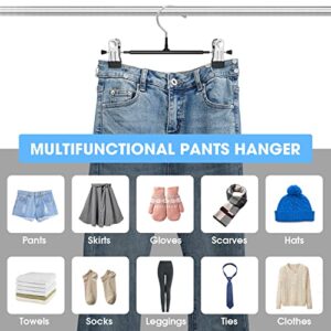 2 Pack Upgrade 9 Layers Pants Hangers Space Saving + 24 Pack Pants Hangers with Clips Adjustable Skirt Hangers for Women Closet Organizer College Dorm Room Essentials