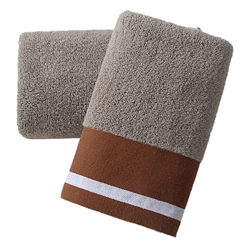 YiLUOMO 100% Cotton Brown Hand Towel Set of 2 Highly Absorbent Soft Hand Towel for Bathroom Home 13 x 29 Inch