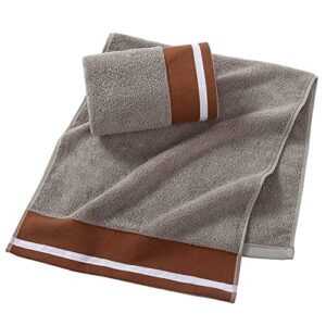 YiLUOMO 100% Cotton Brown Hand Towel Set of 2 Highly Absorbent Soft Hand Towel for Bathroom Home 13 x 29 Inch