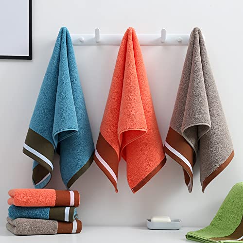 YiLUOMO 100% Cotton Brown Hand Towel Set of 2 Highly Absorbent Soft Hand Towel for Bathroom Home 13 x 29 Inch